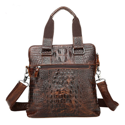 Men's Business Handbag Genuine Leather Crocodile SlingShoulder Bag 12" Briefcase
