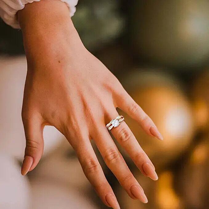 Anillos Sortijas De Oro 18k De Compromiso Matrimonio Boda Para Mujer Tres Tonos