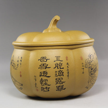 Four Beauty Pumpkin Purple Clay Tea Pot