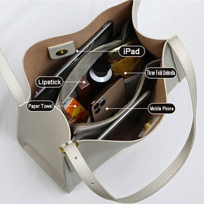 Lady Leather Handbag Shoulder Women Bags Buckle Teenage Girl Tote