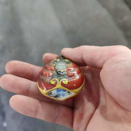 A Chinese Famille Rose Porcelain Snuff Bottle Bat Statue Painted Blessing Gift