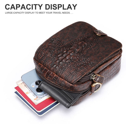 100% Genuine Leather Crocodile Pattern Men's Shoulder Messenger Bag Crossbody