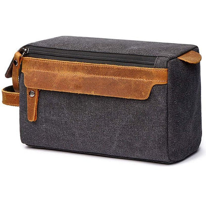 Toiletry Bag Shaving Kit Bag Leather Travel Shaving Bag Canvas Purse 24x12x15 Cm