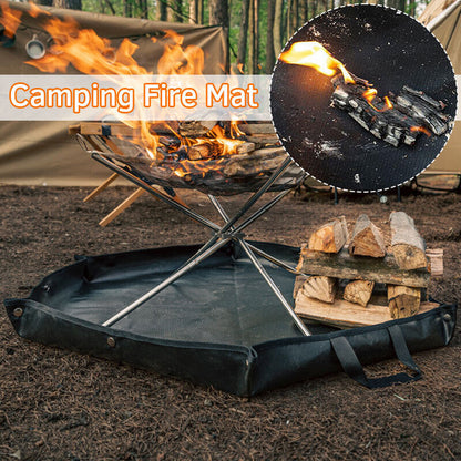 Fire Fireproof Mat Hexagonal Foldable Firewood Bag Heat Resistant Camping BBQ