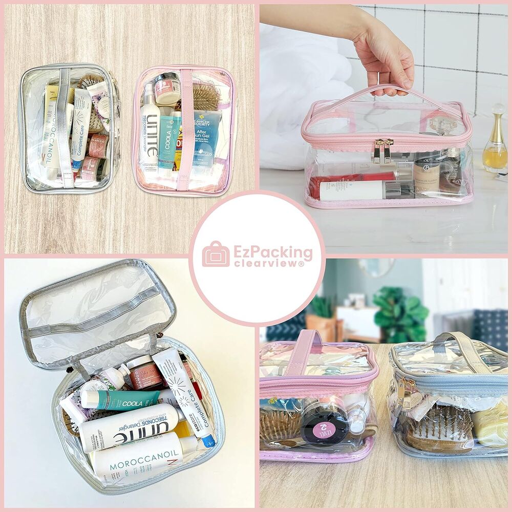 Large Cosmetic Bag for Women / Clear, See-Through Makeup, Hair & Nail Silver