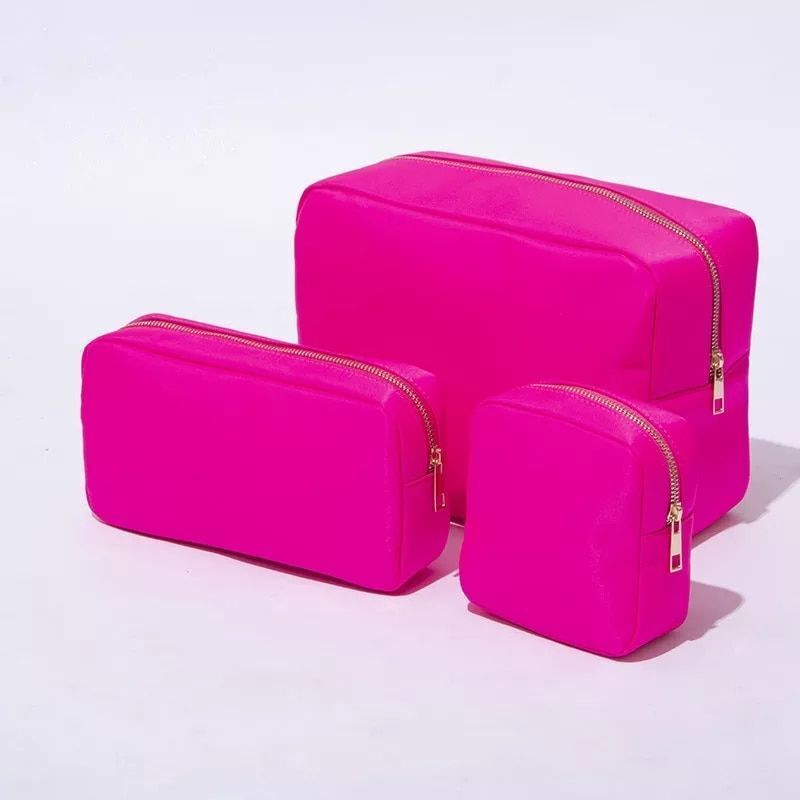 Waterproof Nylon Pouch Cosmetic Bag Letters Patch Makeup Bag Big Toiletry Purse