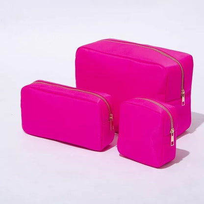 Waterproof Nylon Pouch Cosmetic Bag Letters Patch Makeup Bag Big Toiletry Purse