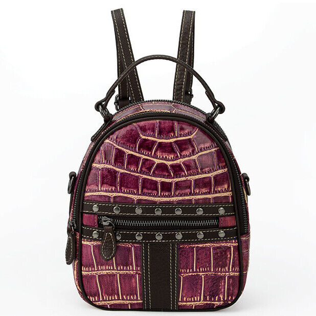 Genuine leather Women's bag, Crocodile Embossed Small Backpack Shoulder Bags