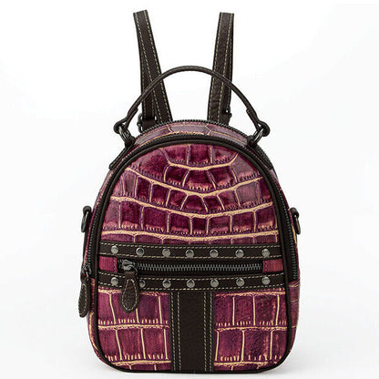 Genuine leather Women's bag, Crocodile Embossed Small Backpack Shoulder Bags