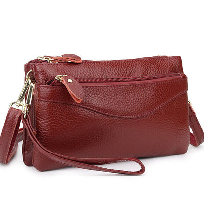 Cow Leather Women's mini Crossbody Shoulder Bag Zipper Clutch Wallets Phone Case