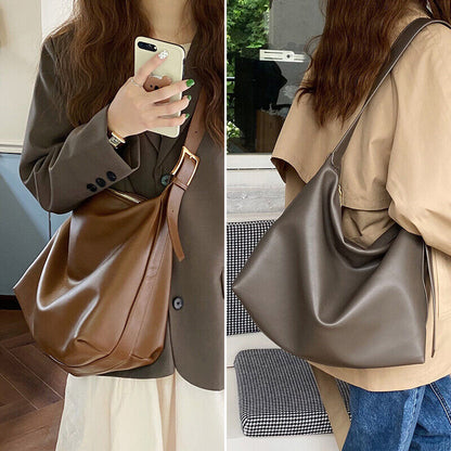 Large Capacity Shoulder Bag Fashion Soft PU Leather Handbag Tote Crossbody Bag