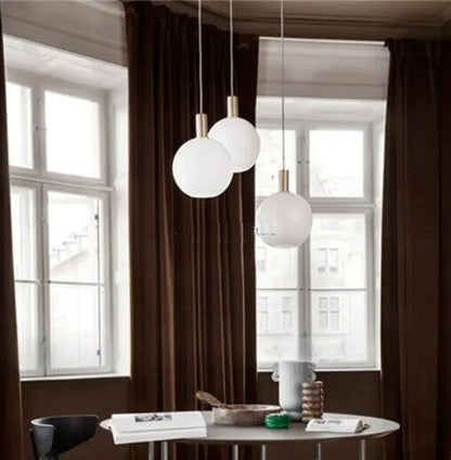 Pendant Lamp Glass White Gold Modern Design Simple Art Restaurant Bedroom Lights