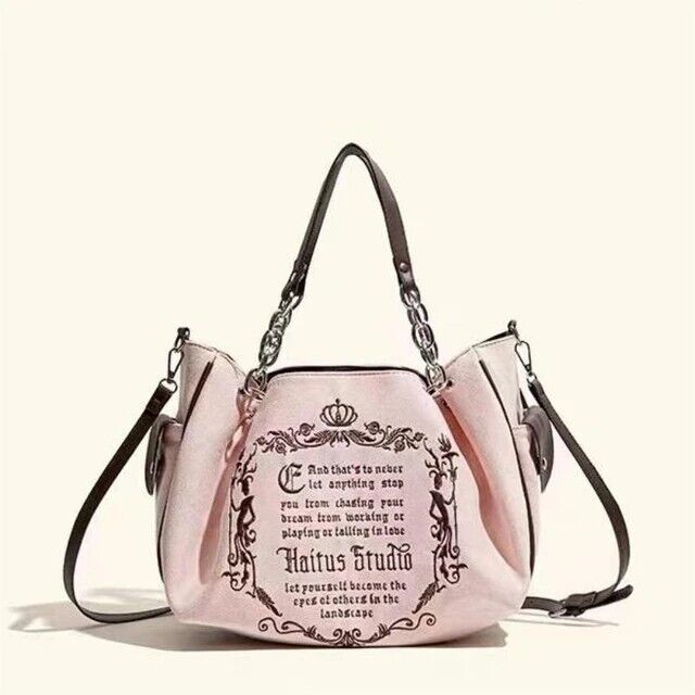 Y2K Vintage Canvas Gothic Style Tote Handbag Embroidery Letter Style Women's Bag