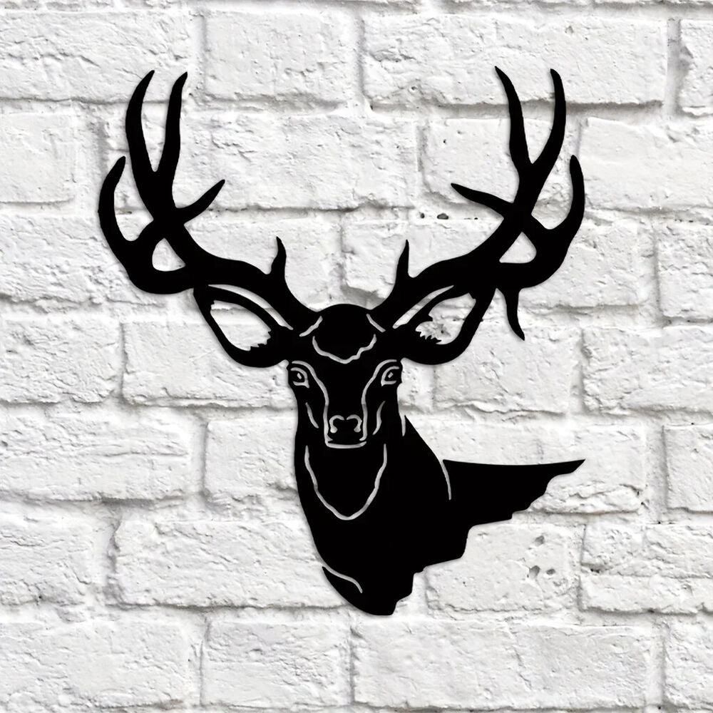 1pc, 3D Deer Head Metal Wall Art - Elegant Home and Office Decor
