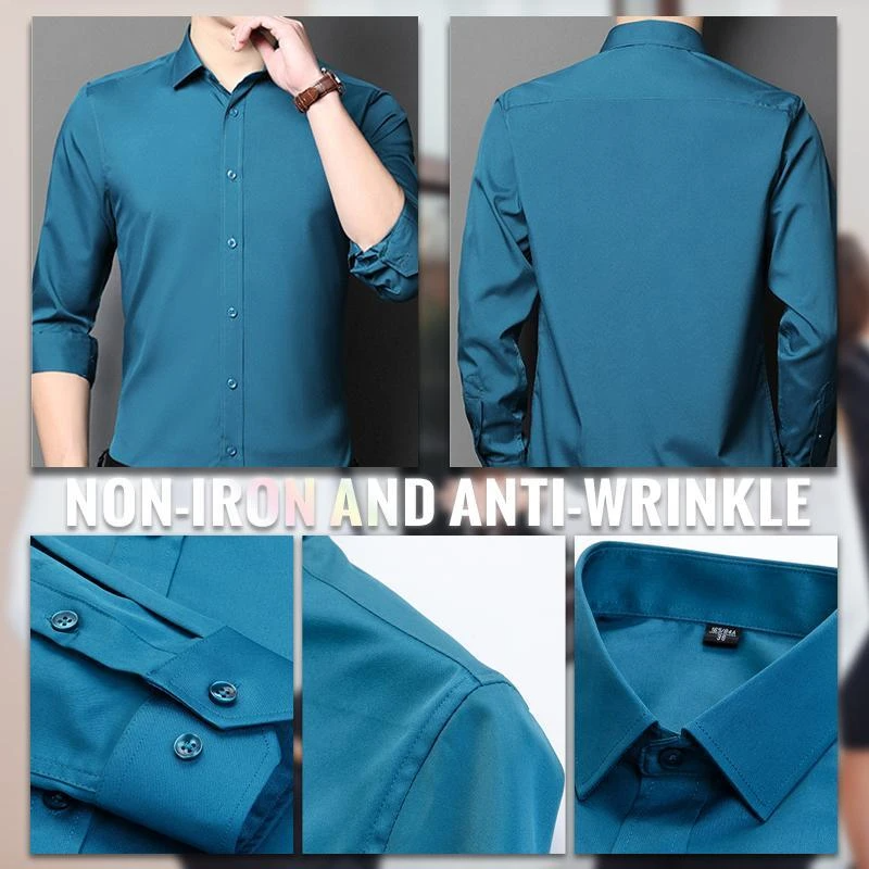 Stretch Anti-wrinkle Shirt - Men Non-iron Long Sleeve Business Standard Shirt