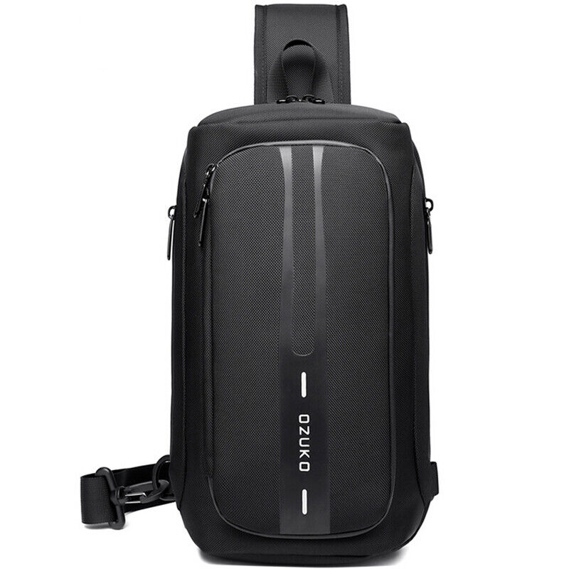 Men's Sling Backpack Oxford cloth Waterproof&Anti-theft Crossbody Bag USB Port