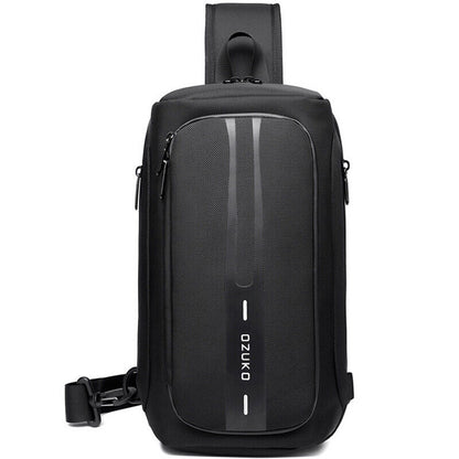 Men's Sling Backpack Oxford cloth Waterproof&Anti-theft Crossbody Bag USB Port