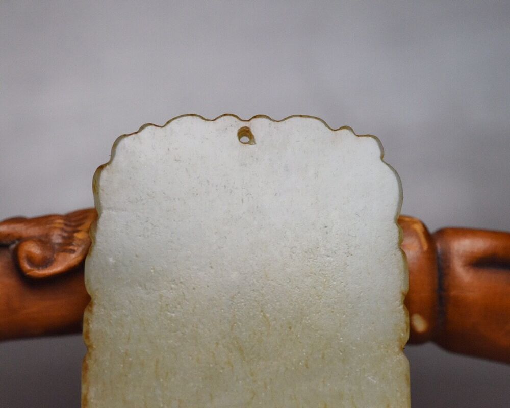 Chinese Antique Natural Hetian Jade Carving Kwan Yin Statue Lucky Jade Pendant