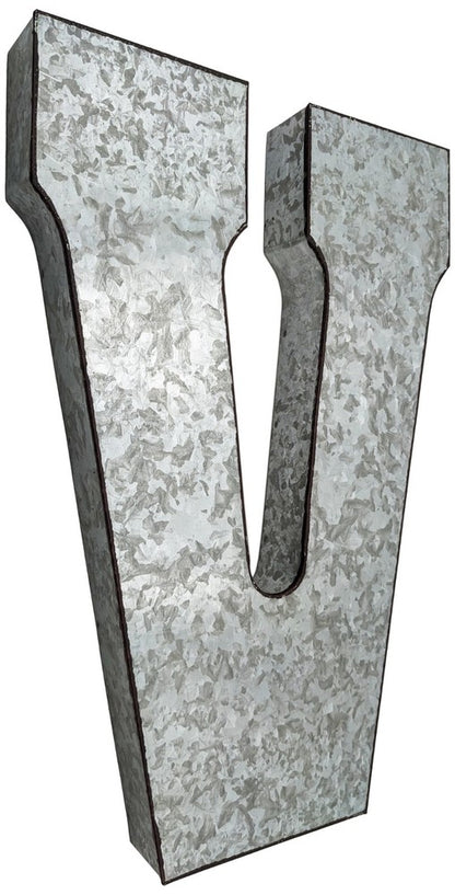 Huge 20" Metal Letter Hanging Wall Décor, Galvanized Metal with Rusted Edges