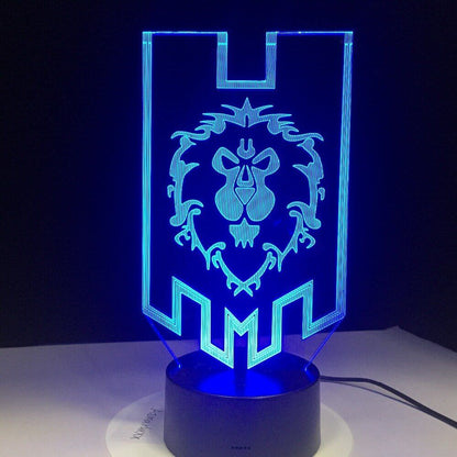 World of Warcraft 3D illusion LED Lamp Alliance Tribal Signs 7 color Night Light