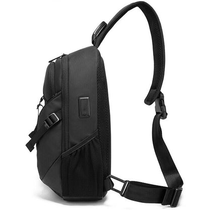 Sling Backpack Oxford cloth Waterproof Black Crossbody Bag Outdoor Sport Bags