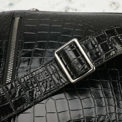 Handcrafted Alligator Crocodile Skin Leather Men's Shoulder Messenger Luxury Bag
