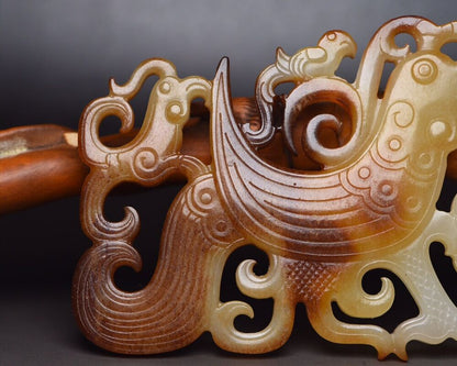 Chinese Natural Hetian Jade Carving Exquisite Bird Statue Figurine Artwork Rare