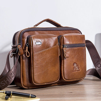 100% Genuine Leather Men's CrossBody Bag 11" Sling Shoulder Bag Business Handbag
