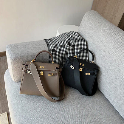 25/28cm Real Leather Flap Tote Shoulder bag Handbag Purse Fashion Briefcase