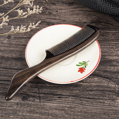 Black Buffalo Horn Hair Comb Massage Brush Anti Static Wood Comb