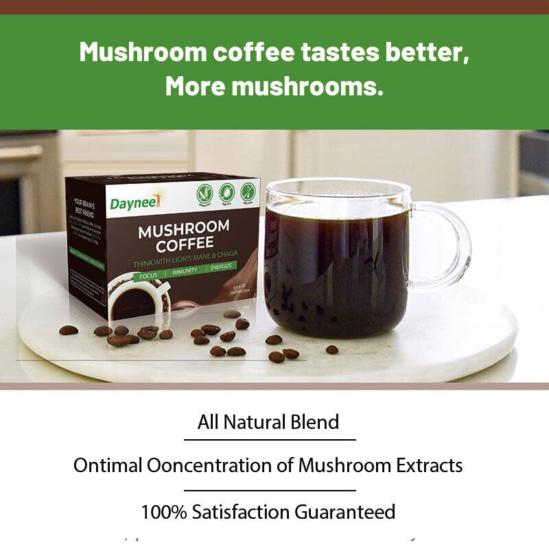 Organic Instant Mushroom Coffee Powder Mane Chaga Mushroom Coffee 6g*20bags