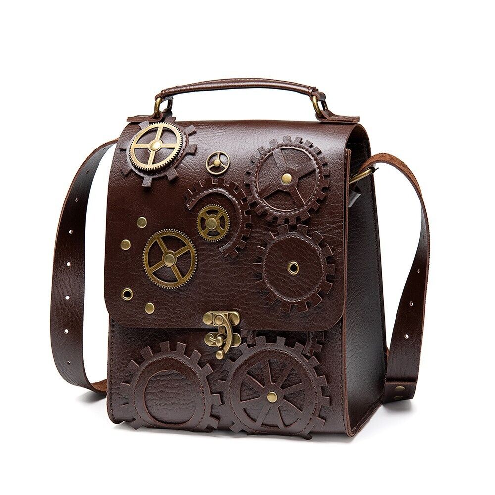 New Desinger Women's Handbag, Top PU Leather Steampunk Retro Sling Shoulder Bags