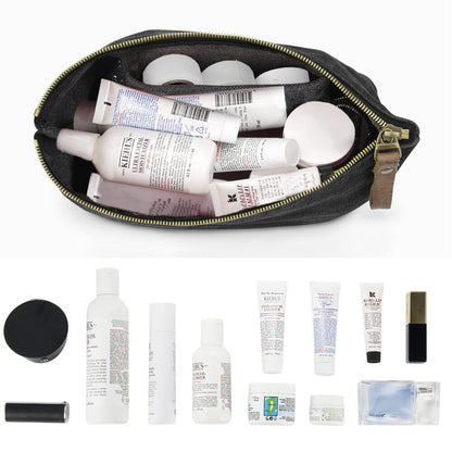 SMRITI Canvas Large Cosmetic Bag Travel Makeup Organizer Toiletry 2 Dark Grey