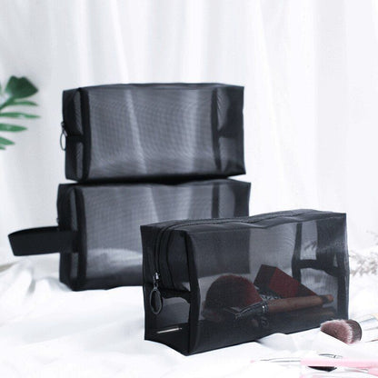 Portable Mesh Transparent Cosmetic Bag Makeup Case Travel Zipper Make Up Pouch