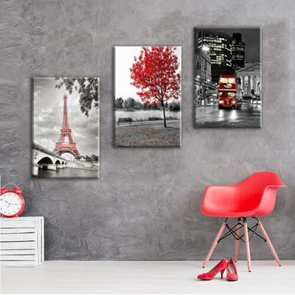 Paris London Modern City Art 3 Piece Canvas Print Wall Art Home Decor