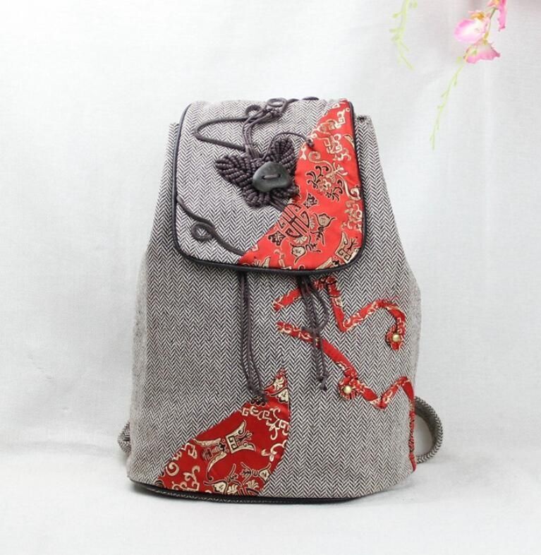 Weaving Bag Cotton Linen Bag Shoulder Polyester Purse 38*20*40 CM Floral 20-35 L
