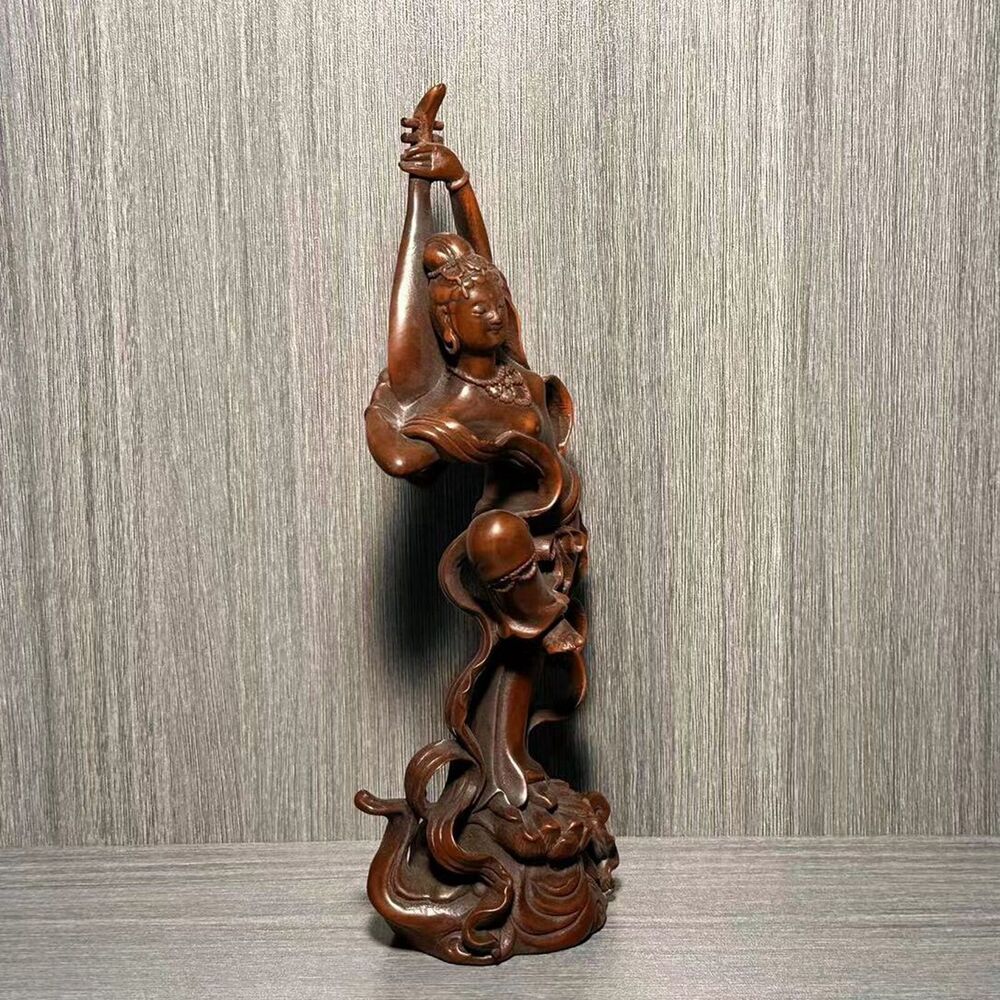 Collection Chinese Boxwood Carved Pretty Woman Statue Wood Sculptures Home Decor