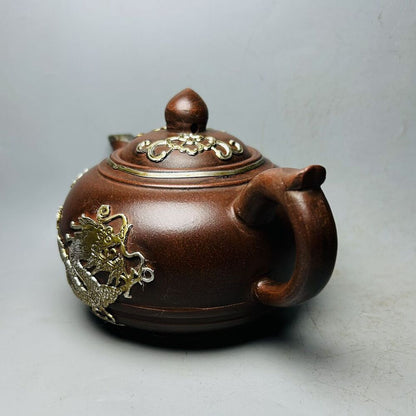 Vintage Chinese Yixing Purple Clay Teapot Zisha Ceremony Dragon Tea Set Collect