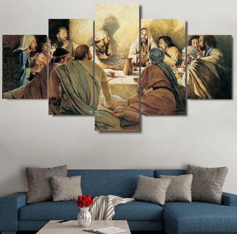 5 pieces of last supper HD spray painting canvas oil painting