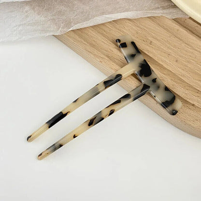 Women Hair Accessories Acetic Acid U-Shaped 2 Teeth Hairpin Fork Clips 9.6x6.6cm