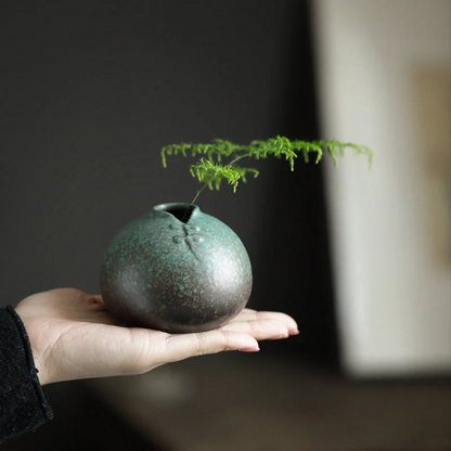 Chinese Tang Suit Green Ceramic Flower Vase for Home Decor
