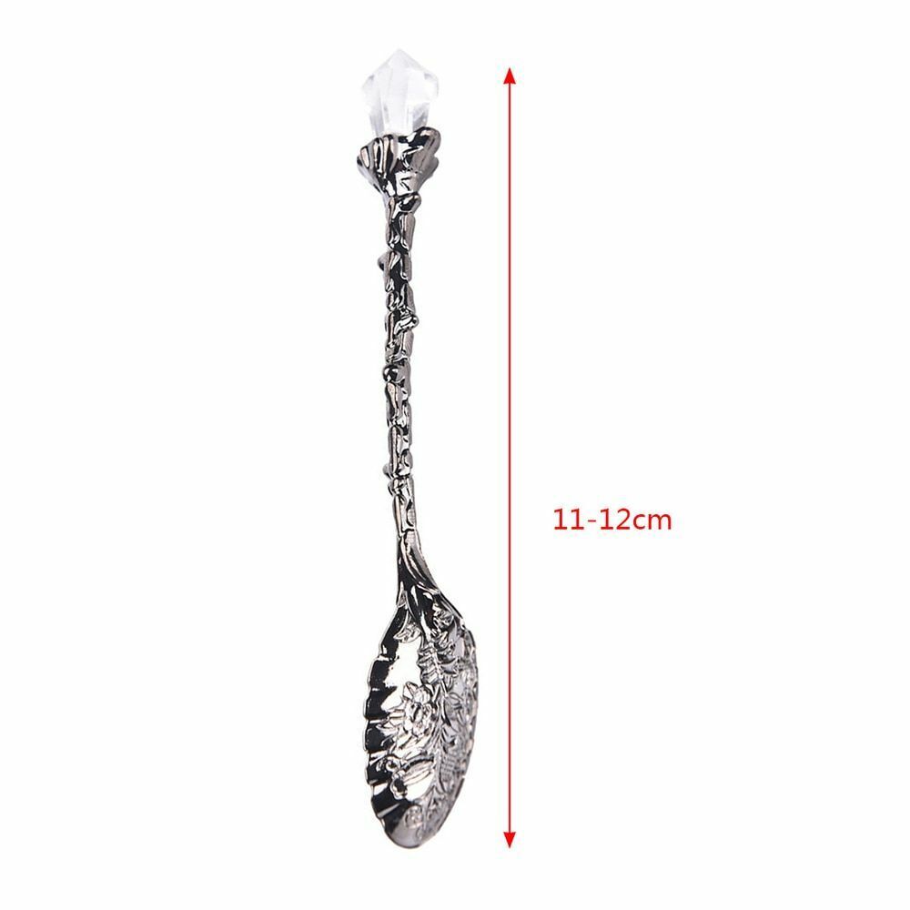 4 Pcs/Set Vintage Crystal Head Spoon Zinc Alloy Carved Mini Coffee Tea Tableware