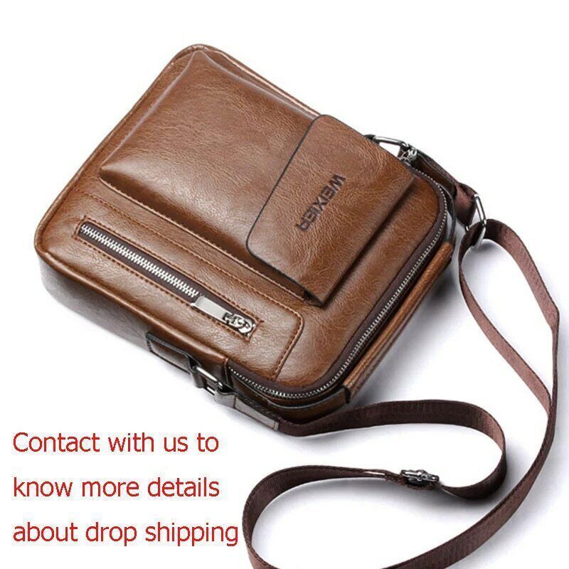 Casual Men Shoulder Bag Vintage Crossbody Bags PU Leather Handbag
