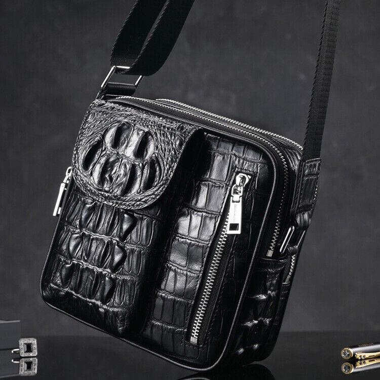 Top Cowhide Crocodile Alligator Embossed Shoulder bag Mens Luxury Multifunct Bag