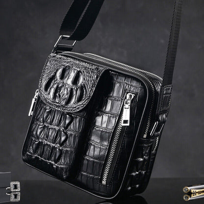 Top Cowhide Crocodile Alligator Embossed Shoulder bag Mens Luxury Multifunct Bag