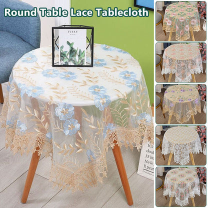 Lace Floral Embroidered Tablecloth European Style Tea Table Dust-Proof Covers