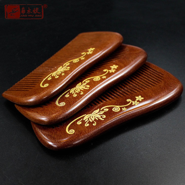 Natural Wooden Hair Comb Red Sandal Wood Comb Fine Toothed Comb Massage Brush