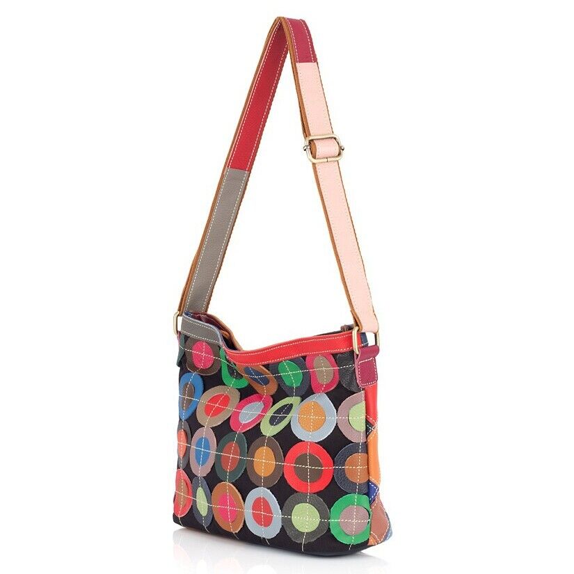 100% Genuine Leather Colorful Patchwork Sling Shoulder Bag,Leather Messenger Bag