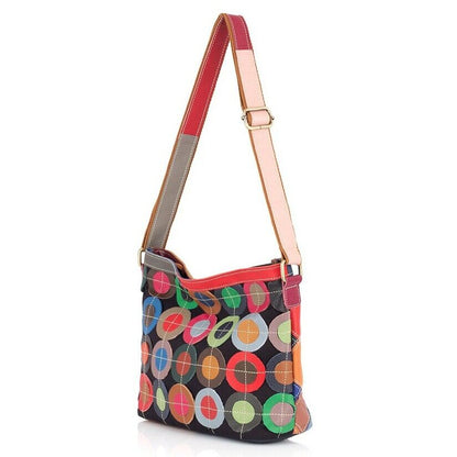 100% Genuine Leather Colorful Patchwork Sling Shoulder Bag,Leather Messenger Bag
