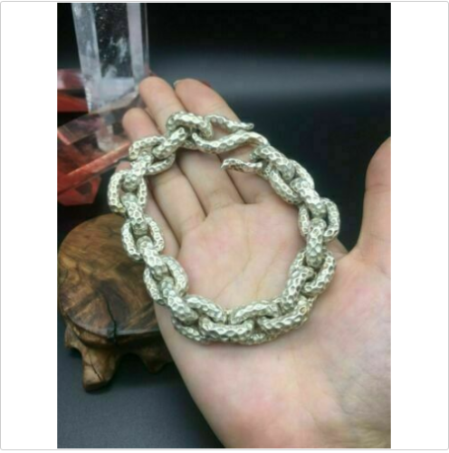 Asian old miao silver hand cast cool statue bracelet jewel gift